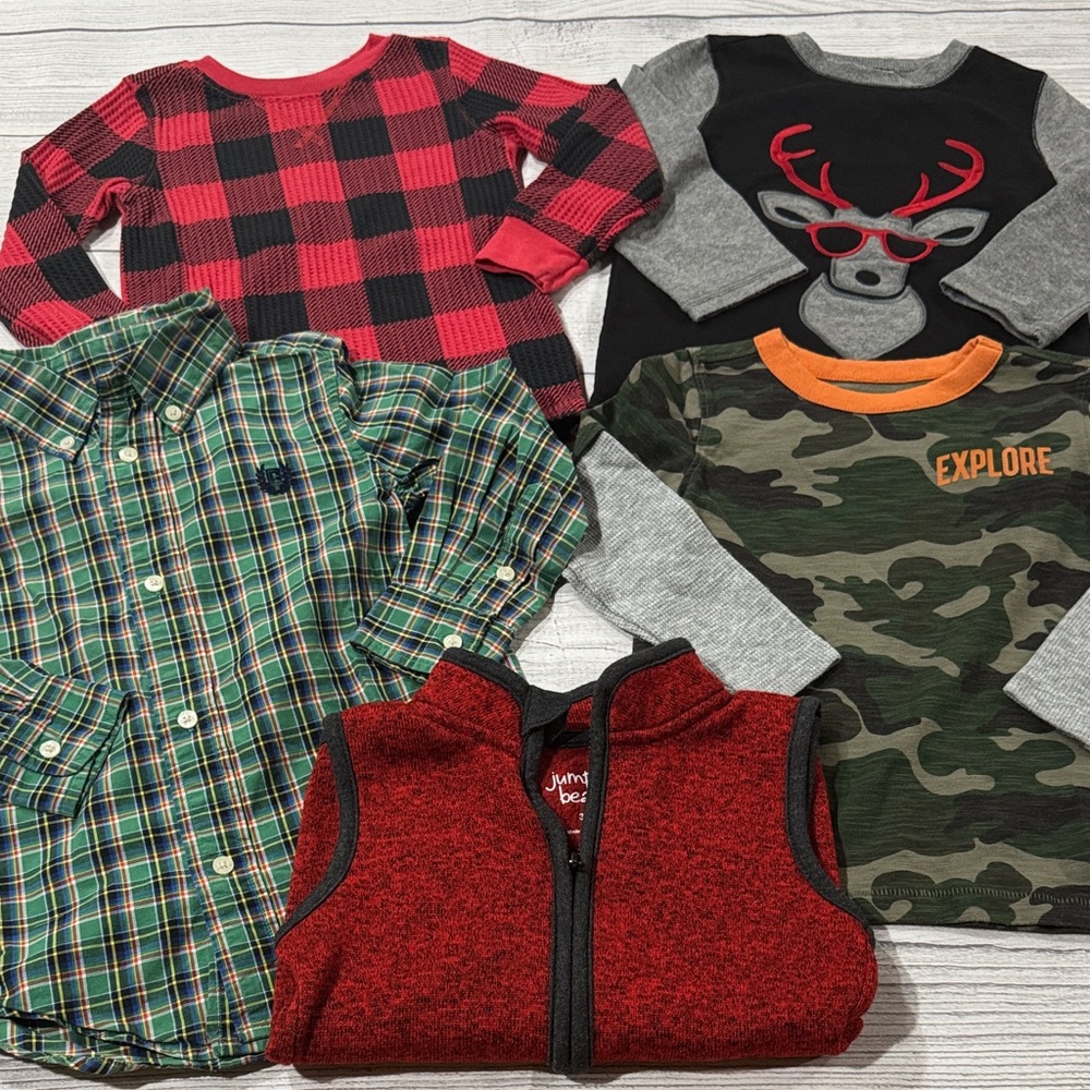 Toddler Boys Long sleeve Shirt and Vest Bundle- Old Navy, Chaps, & Jumping Beans